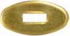 Oval Knife Guard #6, 9/16" wide by 1-3/32" long,, 1/16" thick, small rectangular slot 1/8" wide by 3/8" long, brass